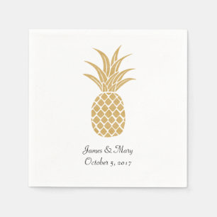 Regal Gold Pineapple Wedding Cocktail Napkins
