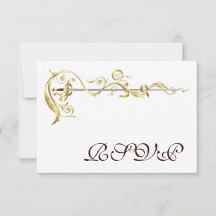 Regal Gold Scroll Ribbon Sword RSVP Invitation