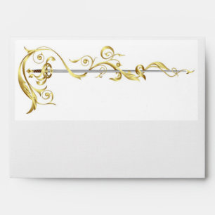 Regal Gold Scroll Ribbon Sword Wedding Envelope