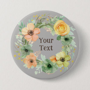 Regal Green Flower Wreath Lapel Brooch 7.5 Cm Round Badge