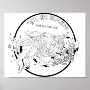 Regal Gryphon Colouring Page  Poster