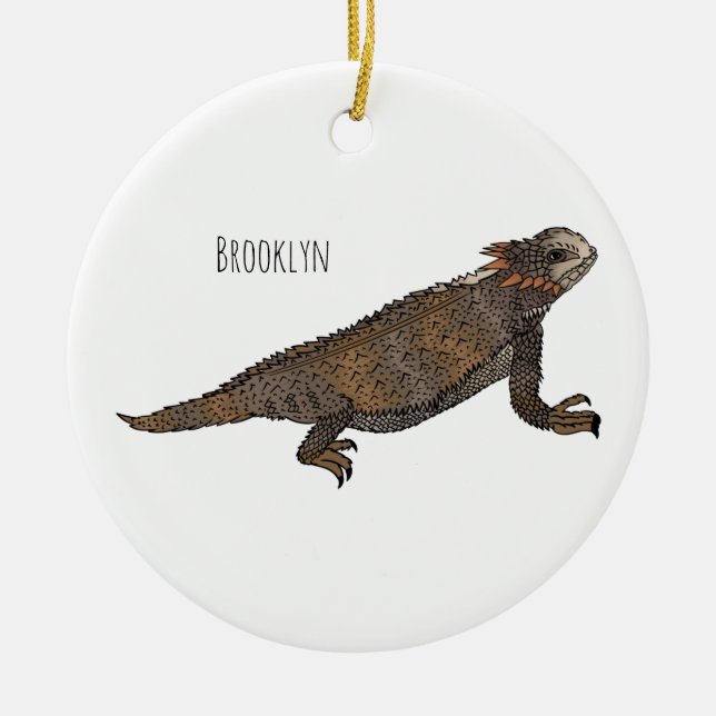 Regal horned lizard cartoon illustration  ceramic tree decoration (Front)