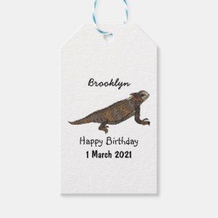 Regal horned lizard cartoon illustration gift tags