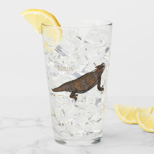 Regal horned lizard cartoon illustration  glass (Front Ice)