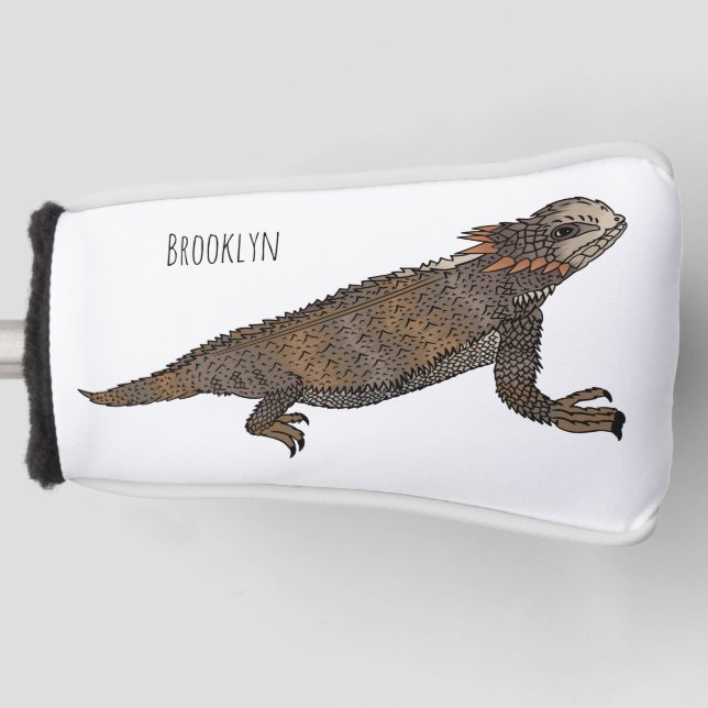 Regal horned lizard cartoon illustration golf head cover (Front)