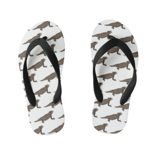 Regal horned lizard cartoon illustration kid's flip flops