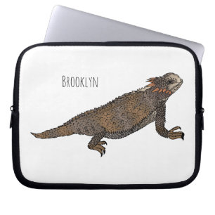 Regal horned lizard cartoon illustration laptop sleeve