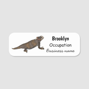 Regal horned lizard cartoon illustration name tag