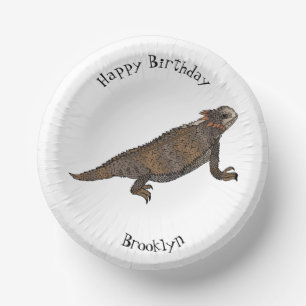 Regal horned lizard cartoon illustration paper plate