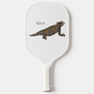 Regal horned lizard cartoon illustration pickleball paddle