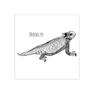 Regal horned lizard cartoon illustration rubber stamp