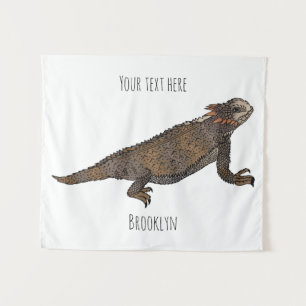 Regal horned lizard cartoon illustration tapestry