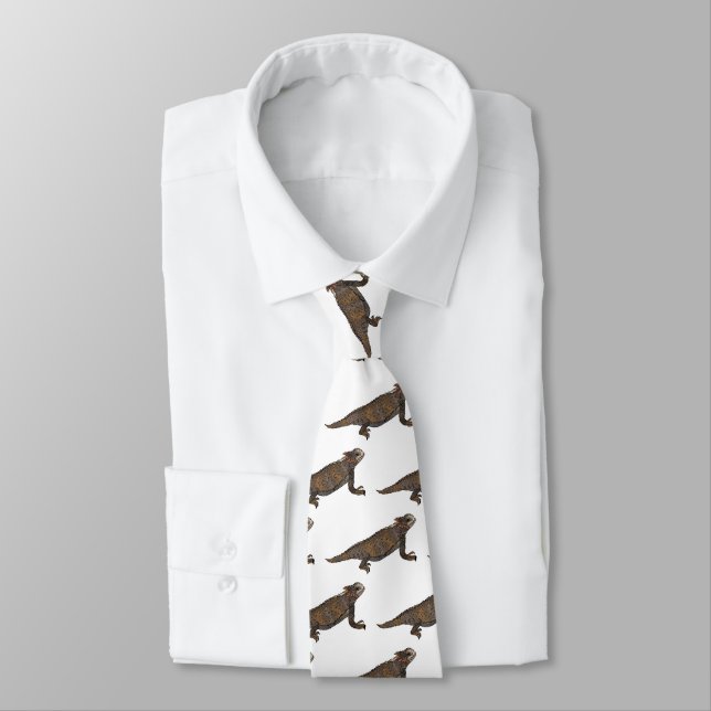 Regal horned lizard cartoon illustration tie (Tied)