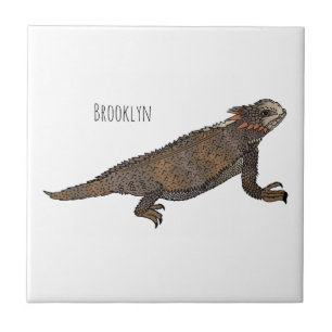 Regal horned lizard cartoon illustration  tile