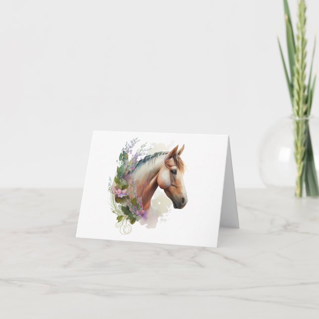 Regal Horse with Flower Wreath BLANK  Card (Front)
