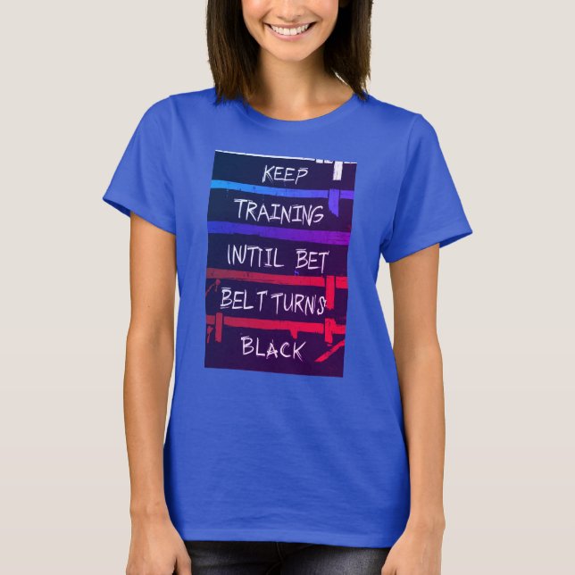 "Regal Hustle Tee: Keep Training in Graffiti Blue" T-Shirt (Front)