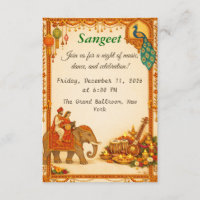 Regal Indian Wedding Sangeet Details Card