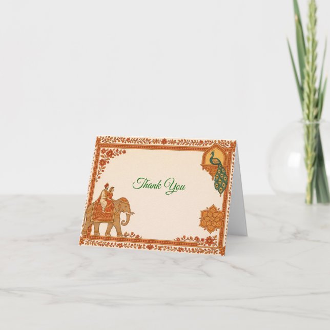 Regal Indian Wedding Thank You Card | Saffron&Gold (Front)