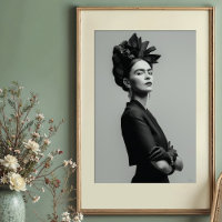 Regal Kahlo Monochrome Portrait