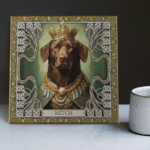 Regal Labrador Art Deco Personalizable Artwork Tile