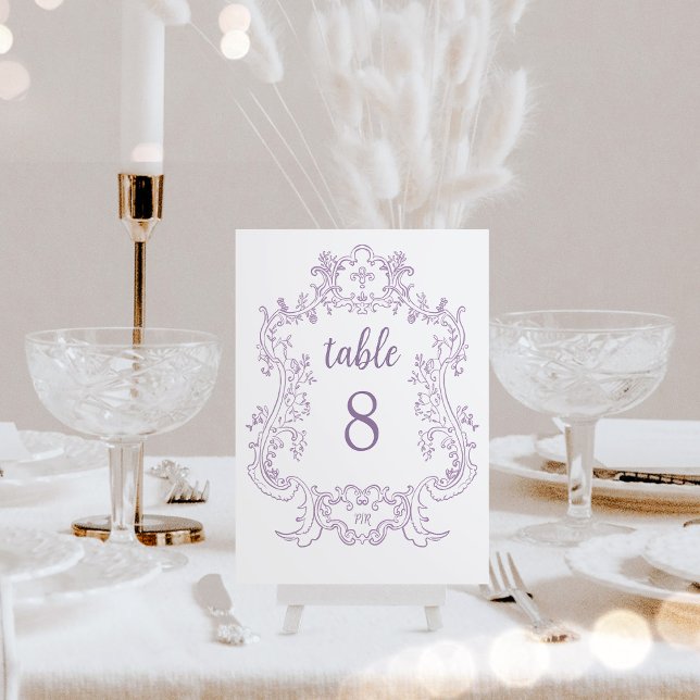Regal Lavender | Vintage Baroque Frame Wedding Table Number (Creator Uploaded)