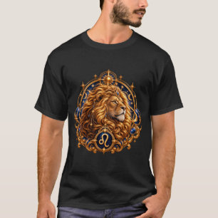 Regal Leo Celestial Lion Gold Zodiac Art T-Shirt