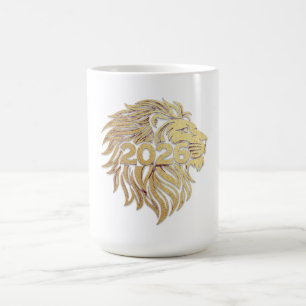 Regal Lion Head Emblem with 2026 and Gold Foil Coffee Mug