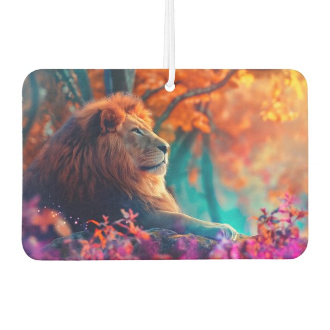 Regal Lion in Enchanted Forest Design Car Air Freshener (Front)