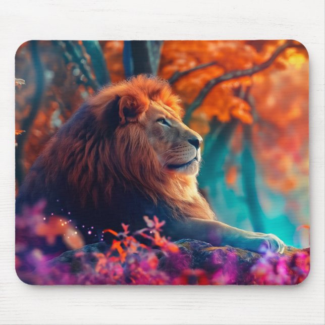 Regal Lion in Enchanted Forest Design Mouse Mat (Front)