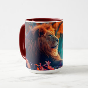 Regal Lion in Enchanted Forest Design Mug