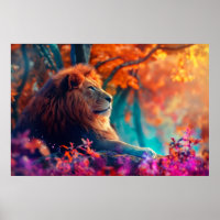Regal Lion in Enchanted Forest Design