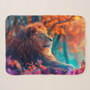 Regal Lion in Enchanted Forest Design Sherpa Blanket