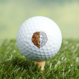 Regal Lion Mandala Vibrant Gold & Red King Golf Balls