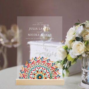 Regal Majestic Festival Elegance Mandala Wedding Acrylic Invitations