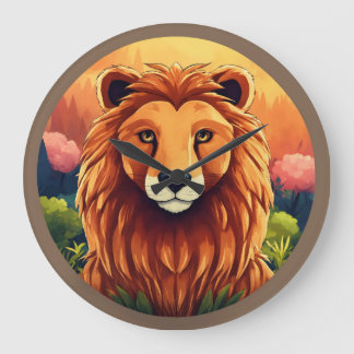  "Regal Majesty: The Proud Stare of the Lion King" Large Clock