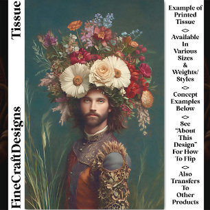 Regal Man, Flowers Headpiece / Crown CP6 Decoupage Tissue Paper
