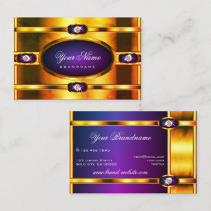 Regal Marbled Golden Shimmer Purple Colour Gradien Business Card