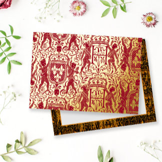 Regal Mediaeval Tapestry Red and Gold Elegant Foil Invitation Postcard