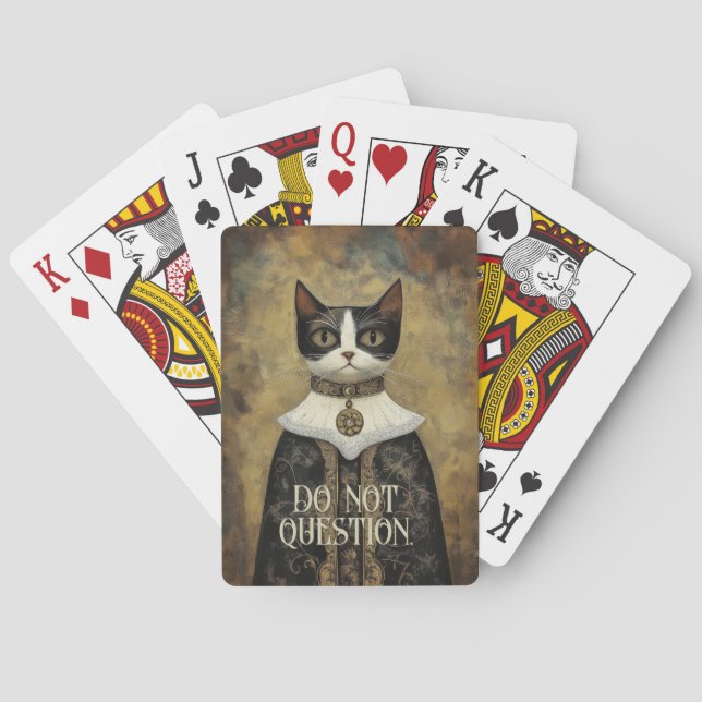 Regal Mediaeval Tuxedo Cat Rules Playing Cards (Back)
