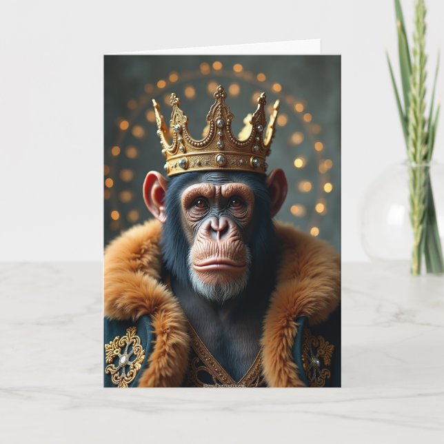 Regal Monkey Birthday Card (Front)