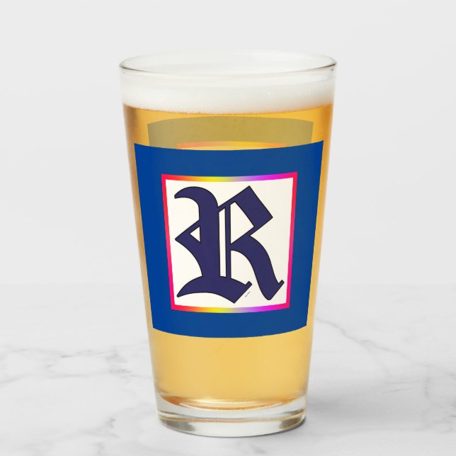 REGAL MONOGRAM INITIAL R Beer Glass (Front Filled)