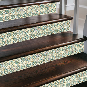 Regal Moroccan Medallion Mediterranean Teal & Gold Tile