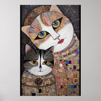 Regal Mosaic Feline Gaze Poster