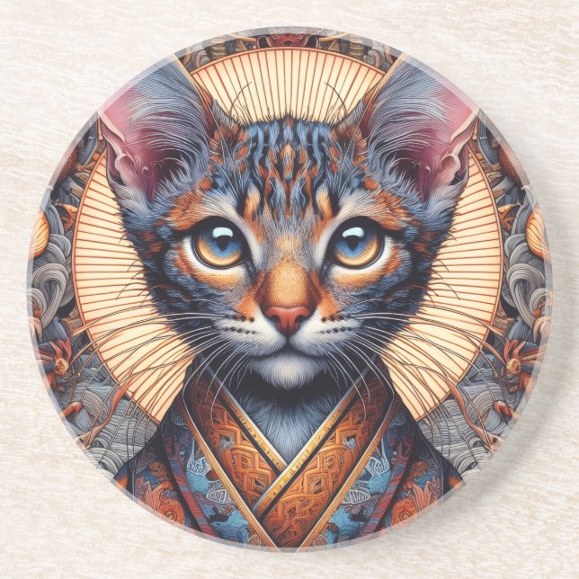 Regal Mythic ornate fantasy feline  Coaster (Front)
