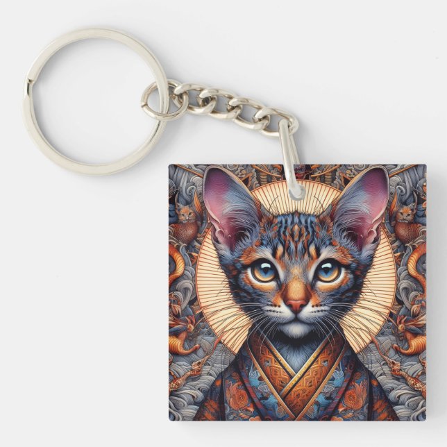 Regal Mythic ornate fantasy feline Planner Key Ring (Front)