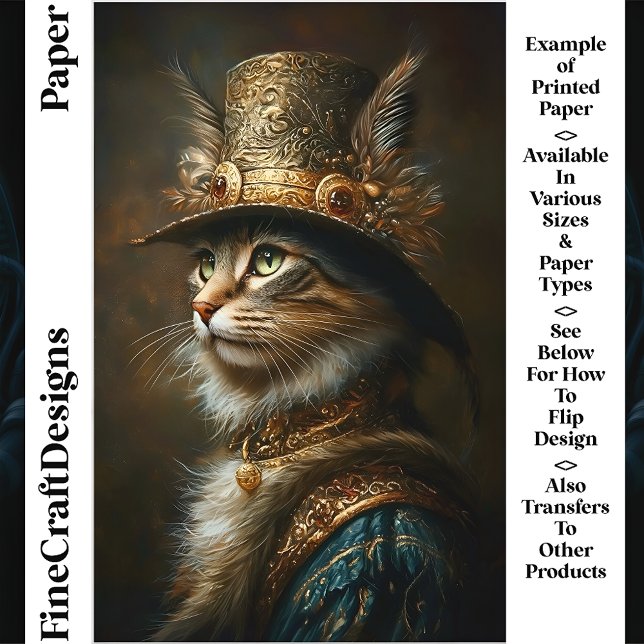 Regal Opulent Steampunk Cat CS3 Craft Paper (Creator Uploaded)