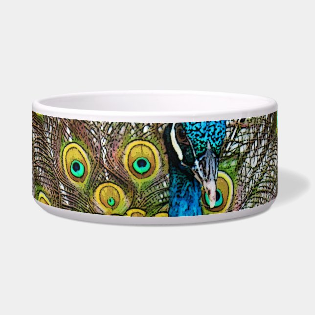 Regal Peacock Bird with Teal and Gold Plumage (Front)