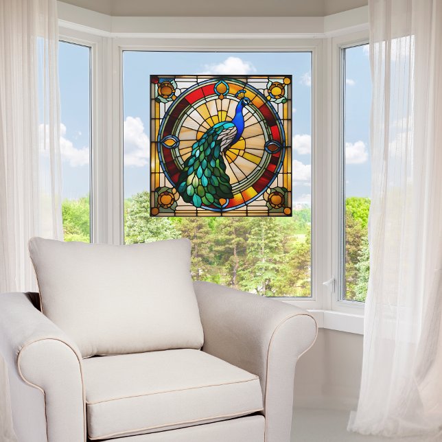Regal Peacock Faux Stained Glass Window Cling (Creator Uploaded)