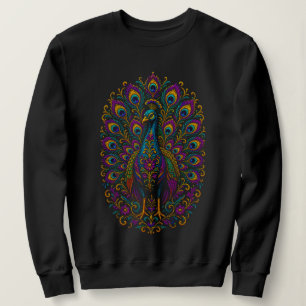 Regal Peacock Illustration – Shimmering Tail & Vin Sweatshirt
