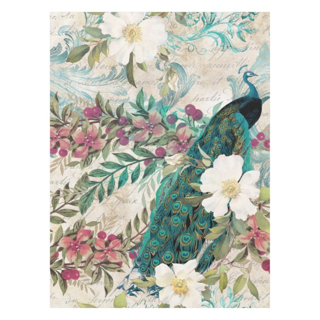 Regal Peacocks Peacock Tablecloth (Front)
